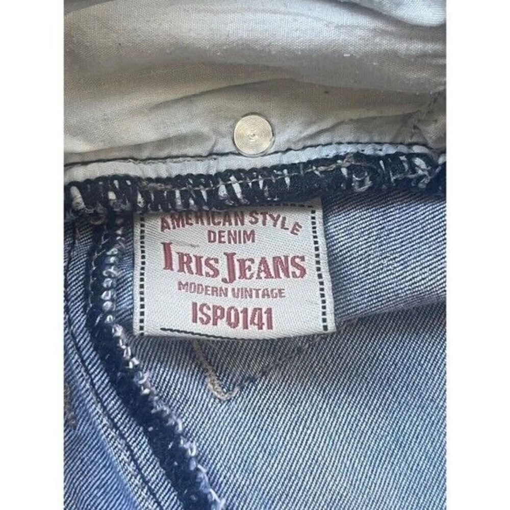 Light Blue Wash Iris Jeans Cut Off Stretch Denim Short Shorts  Distressed Size 9 - Picture 4 of 16